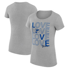 NHL St. Louis Blues G-III 4Her by Carl Banks Women's Super-Slim Fit Lightweight Hockey Love T-Shirt - Heather Gray