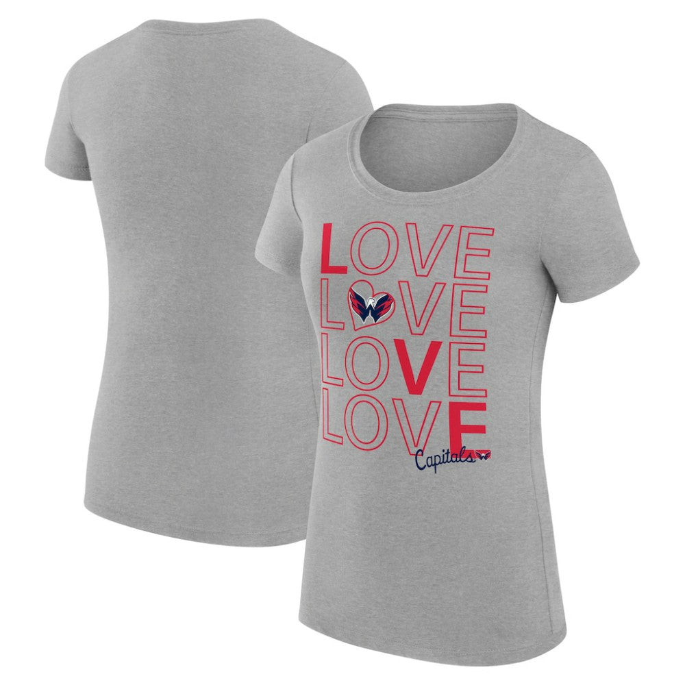 NHL Washington Capitals G-III 4Her by Carl Banks Women's Super-Slim Fit Lightweight Hockey Love T-Shirt - Heather Gray