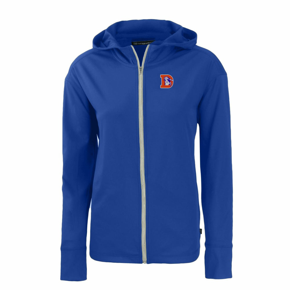 Denver Broncos Cutter & Buck Women's Throwback Daybreak Eco Recycled Half-Zip Hoodie Blue