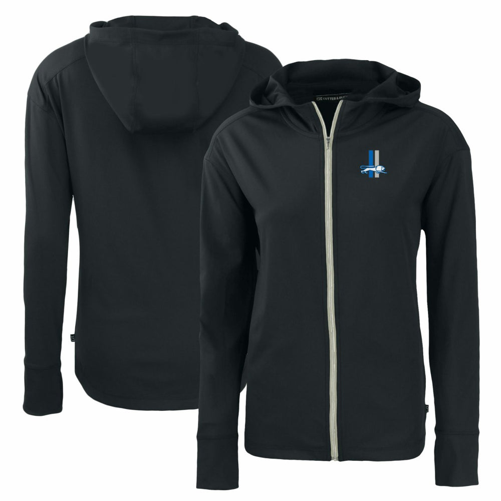 Detroit Lions Cutter & Buck Women's Throwback Daybreak Eco Recycled Half-Zip Hoodie Black