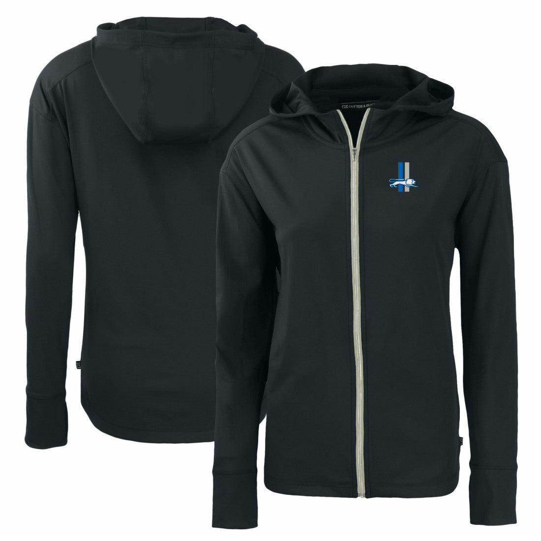 Detroit Lions Cutter & Buck Women's Throwback Daybreak Eco Recycled Half-Zip Hoodie Black