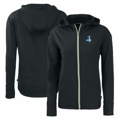 Detroit Lions Cutter & Buck Women's Throwback Daybreak Eco Recycled Half-Zip Hoodie Black