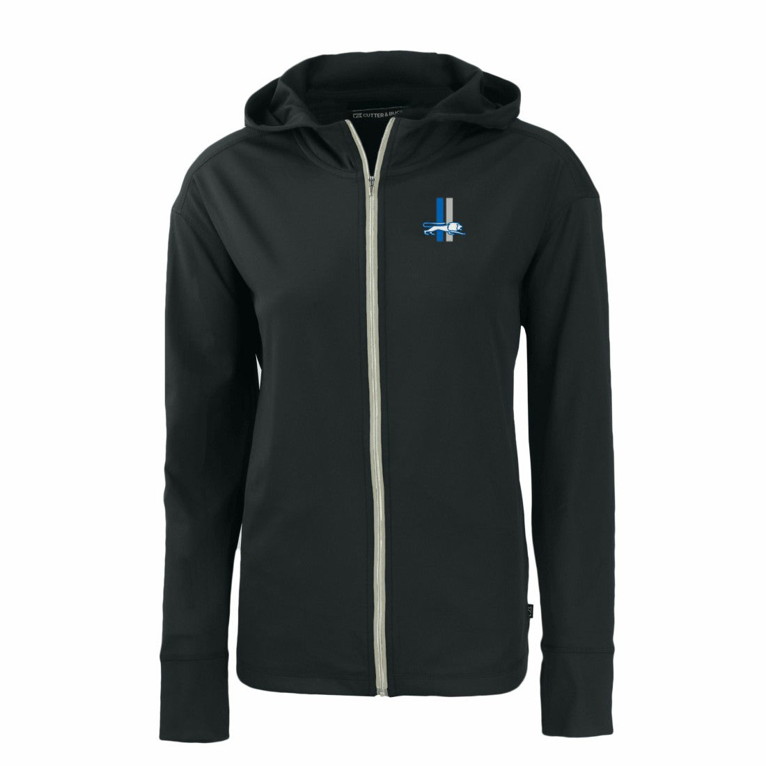 Detroit Lions Cutter & Buck Women's Throwback Daybreak Eco Recycled Half-Zip Hoodie Black