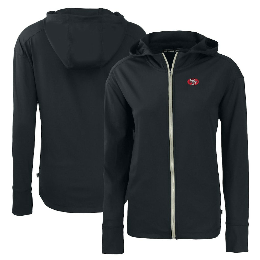 San Francisco 49ers Cutter & Buck Women's Throwback Daybreak Eco Recycled Half-Zip Hoodie Black