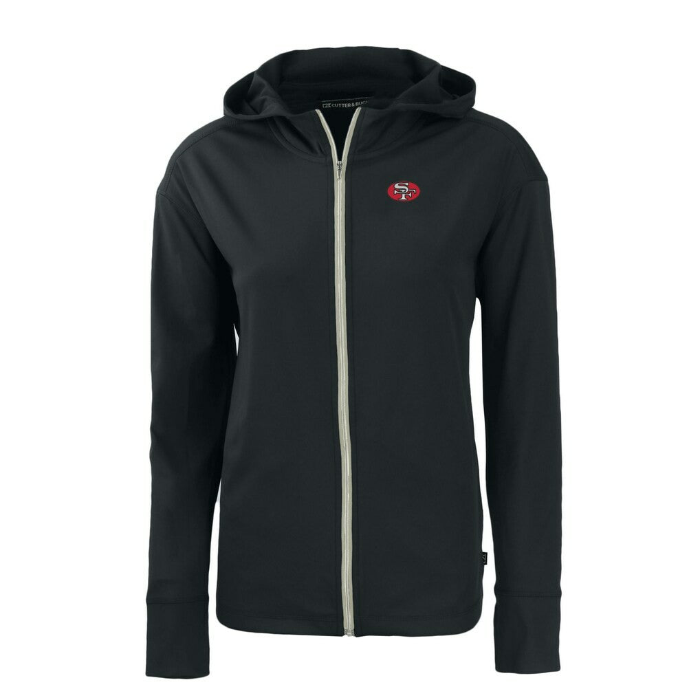 San Francisco 49ers Cutter & Buck Women's Throwback Daybreak Eco Recycled Half-Zip Hoodie Black