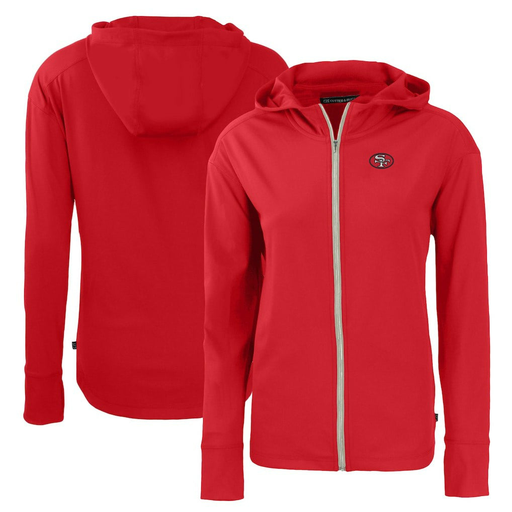 San Francisco 49ers Cutter & Buck Women's Throwback Daybreak Eco Recycled Half-Zip Hoodie Scarlet