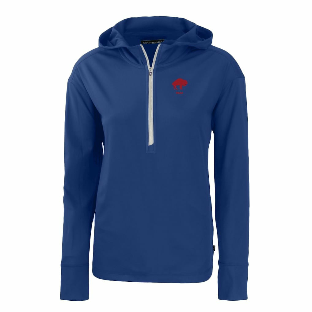 Buffalo Bills Cutter & Buck Women's Throwback Daybreak Eco Recycled Half-Zip Hoodie Royal