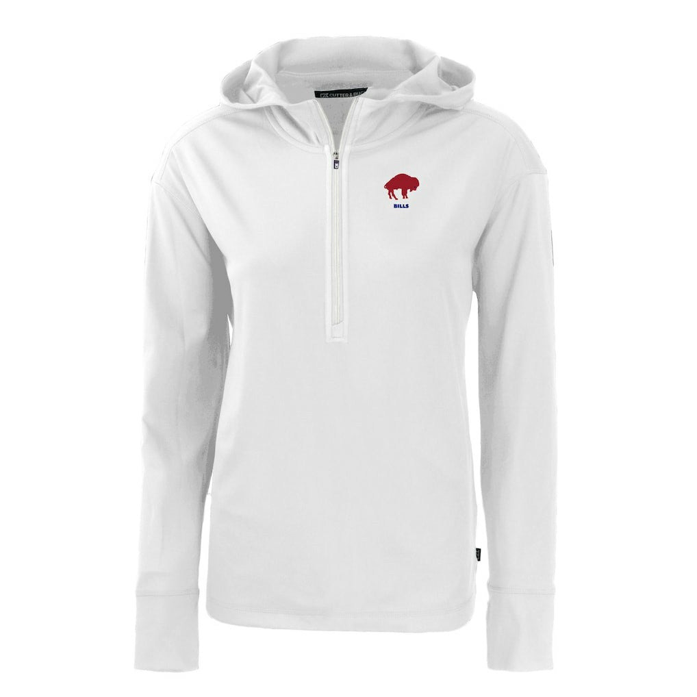 Buffalo Bills Cutter & Buck Women's Throwback Daybreak Eco Recycled Half-Zip Hoodie White