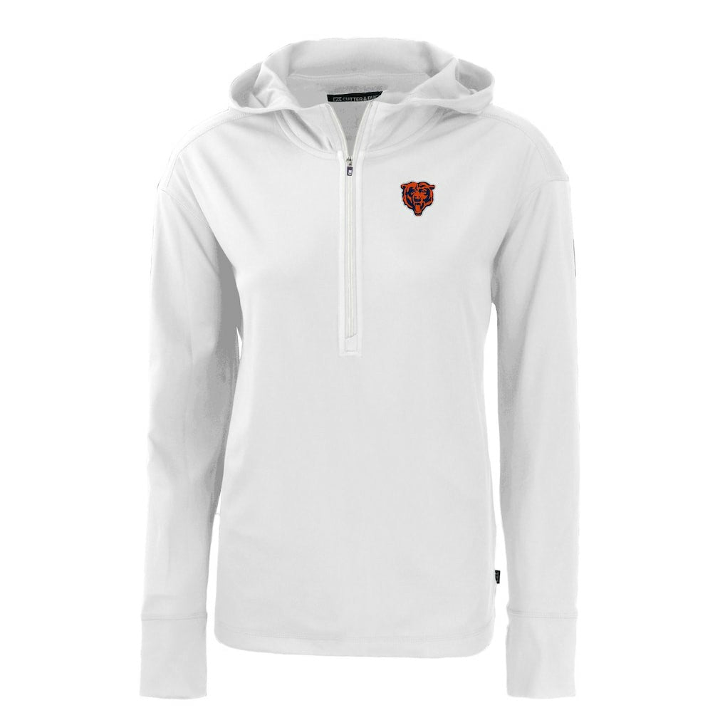 Chicago Bears Cutter & Buck Women's Throwback Daybreak Eco Recycled Half-Zip Hoodie White