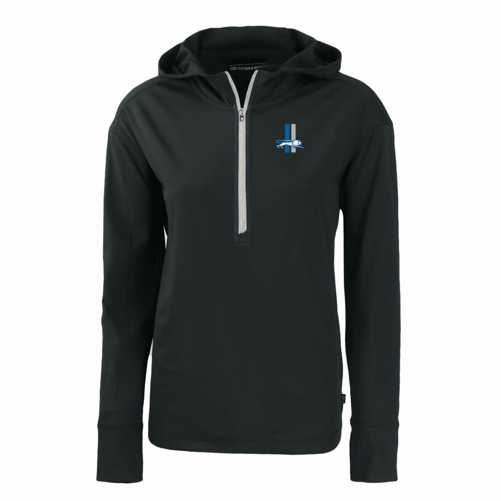 Detroit Lions Cutter & Buck Women's Throwback Daybreak Eco Recycled Half-Zip Hoodie Black