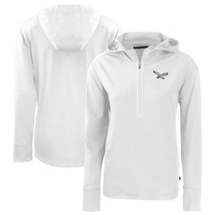 Philadelphia Eagles Cutter & Buck Women's Throwback Daybreak Eco Recycled Half-Zip Hoodie White