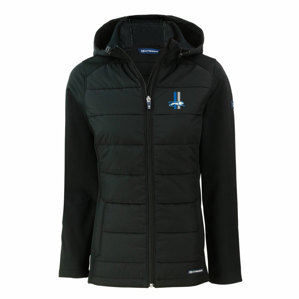 Detroit Lions Cutter & Buck Women's Throwback Evoke Hybrid Eco Softshell Recycled Full-Zip Hoodie Jacket Black