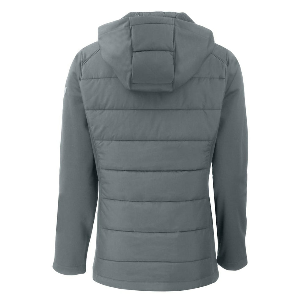 Miami Dolphins Cutter & Buck Women's Throwback Evoke Hybrid Eco Softshell Recycled Full-Zip Hoodie Jacket Gray