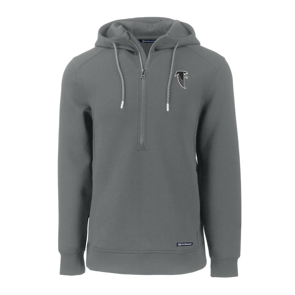 Atlanta Falcons Cutter & Buck Throwback Roam Eco Half-Zip Recycled Pullover Hoodie Gray