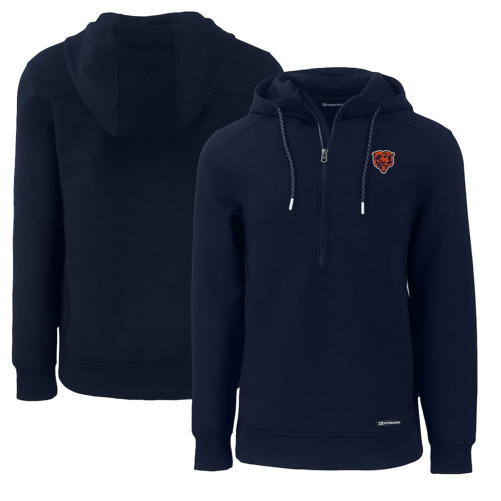Chicago Bears Cutter & Buck Throwback Roam Eco Half-Zip Recycled Pullover Hoodie Navy