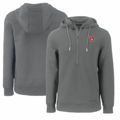 Denver Broncos Cutter & Buck Throwback Roam Eco Half-Zip Recycled Pullover Hoodie Gray