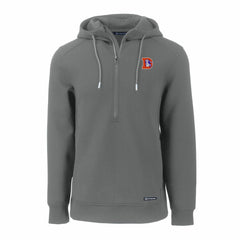 Denver Broncos Cutter & Buck Throwback Roam Eco Half-Zip Recycled Pullover Hoodie Gray