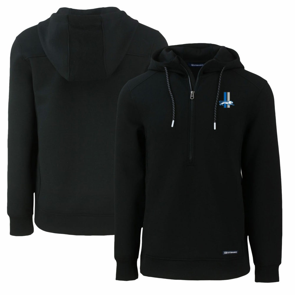 Detroit Lions Cutter & Buck Throwback Roam Eco Half-Zip Recycled Pullover Hoodie Black