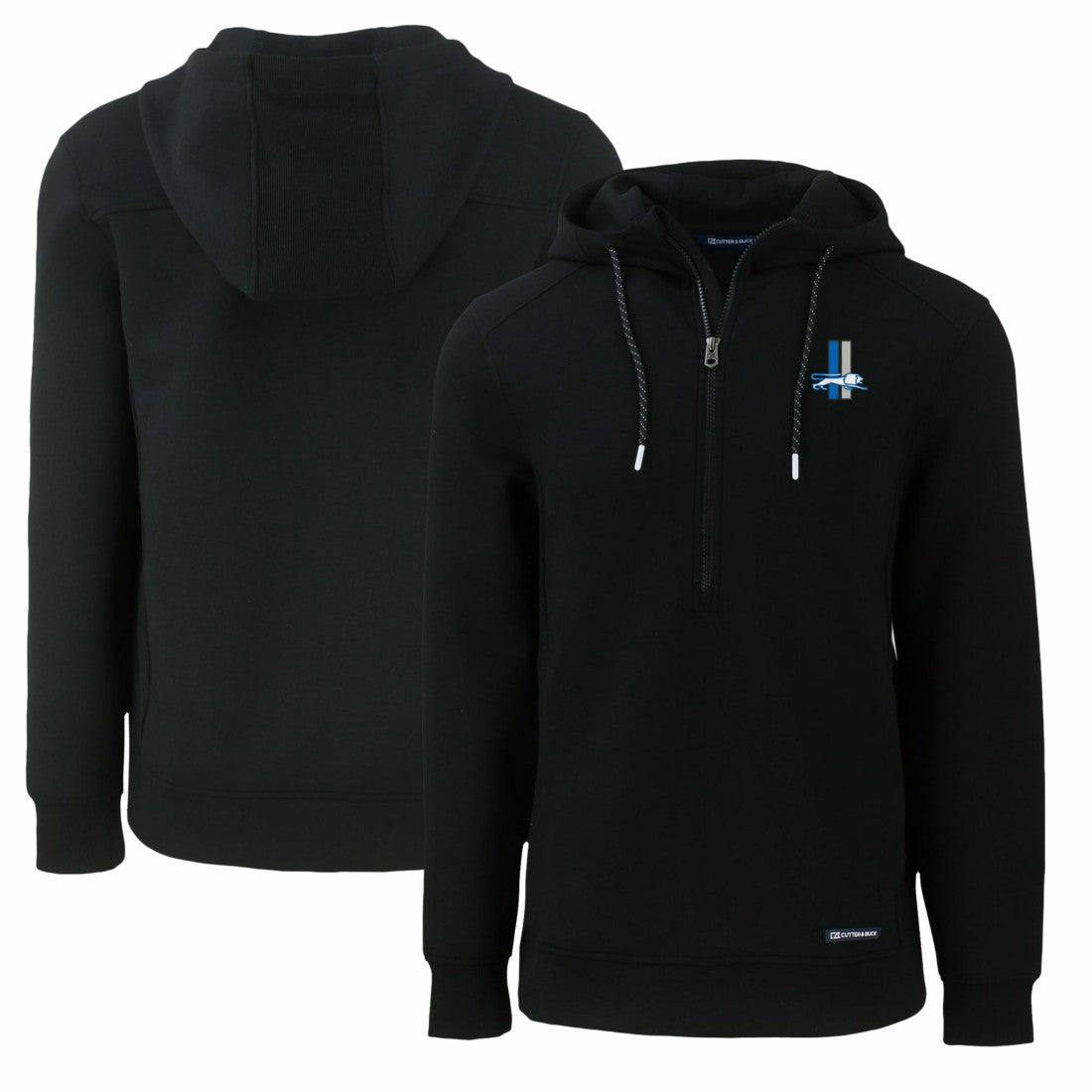 Detroit Lions Cutter & Buck Throwback Roam Eco Half-Zip Recycled Pullover Hoodie Black