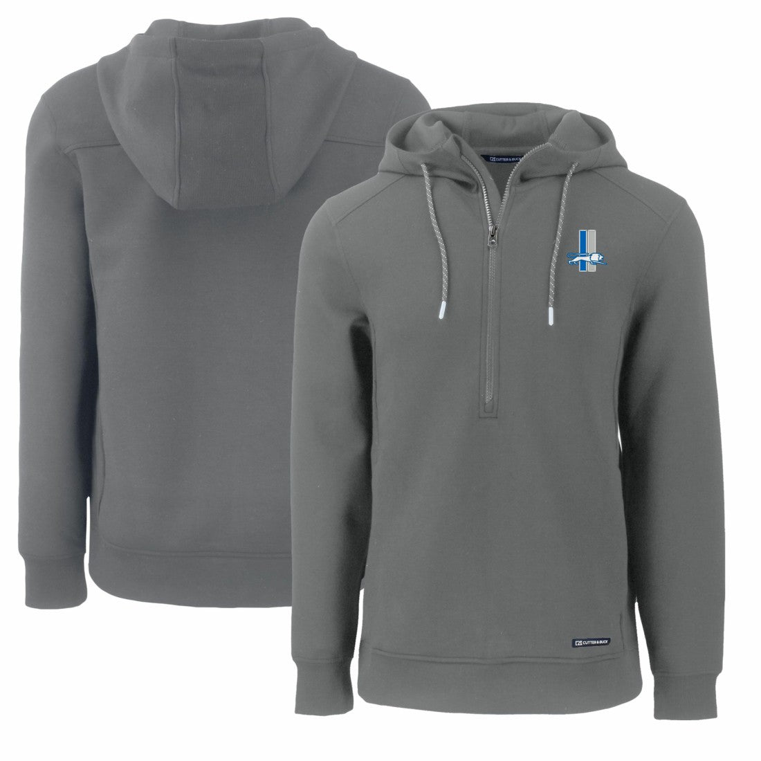 Detroit Lions Cutter & Buck Throwback Roam Eco Half-Zip Recycled Pullover Hoodie Gray