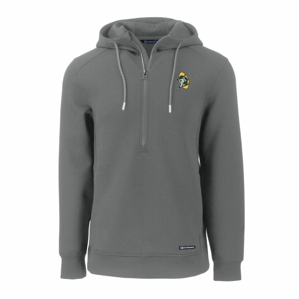 Green Bay Packers Cutter & Buck Throwback Roam Eco Half-Zip Recycled Pullover Hoodie Gray