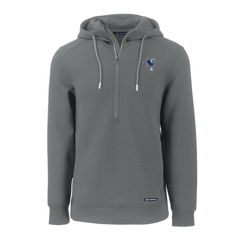 Indianapolis Colts Cutter & Buck Throwback Roam Eco Half-Zip Recycled Pullover Hoodie Gray