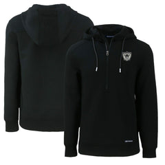 Las Vegas Raiders Cutter & Buck Throwback Roam Eco Half-Zip Recycled Pullover Hoodie Black