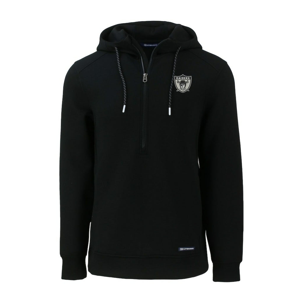 Las Vegas Raiders Cutter & Buck Throwback Roam Eco Half-Zip Recycled Pullover Hoodie Black