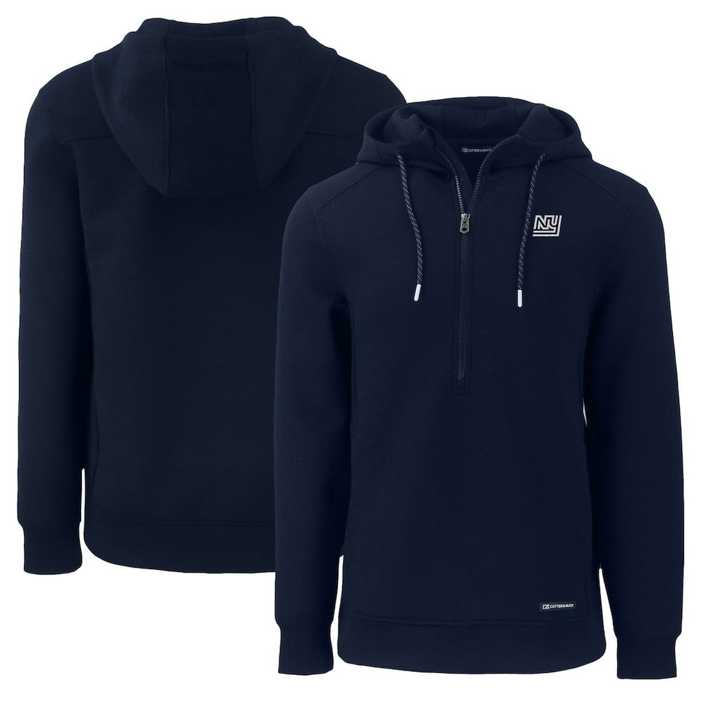 New York Giants Cutter & Buck Throwback Roam Eco Half-Zip Recycled Pullover Hoodie Navy
