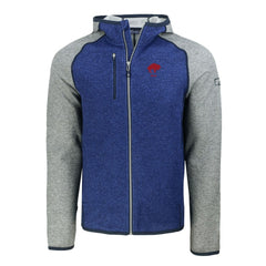 Buffalo Bills Cutter & Buck Throwback Mainsail Sweater-Knit Full-Zip Hoodie Royal/Heather Gray