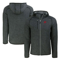 Buffalo Bills Cutter & Buck Throwback Mainsail Sweater-Knit Full-Zip Hoodie Heather Charcoal