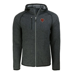 Chicago Bears Cutter & Buck Throwback Mainsail Sweater-Knit Full-Zip Hoodie Heather Charcoal