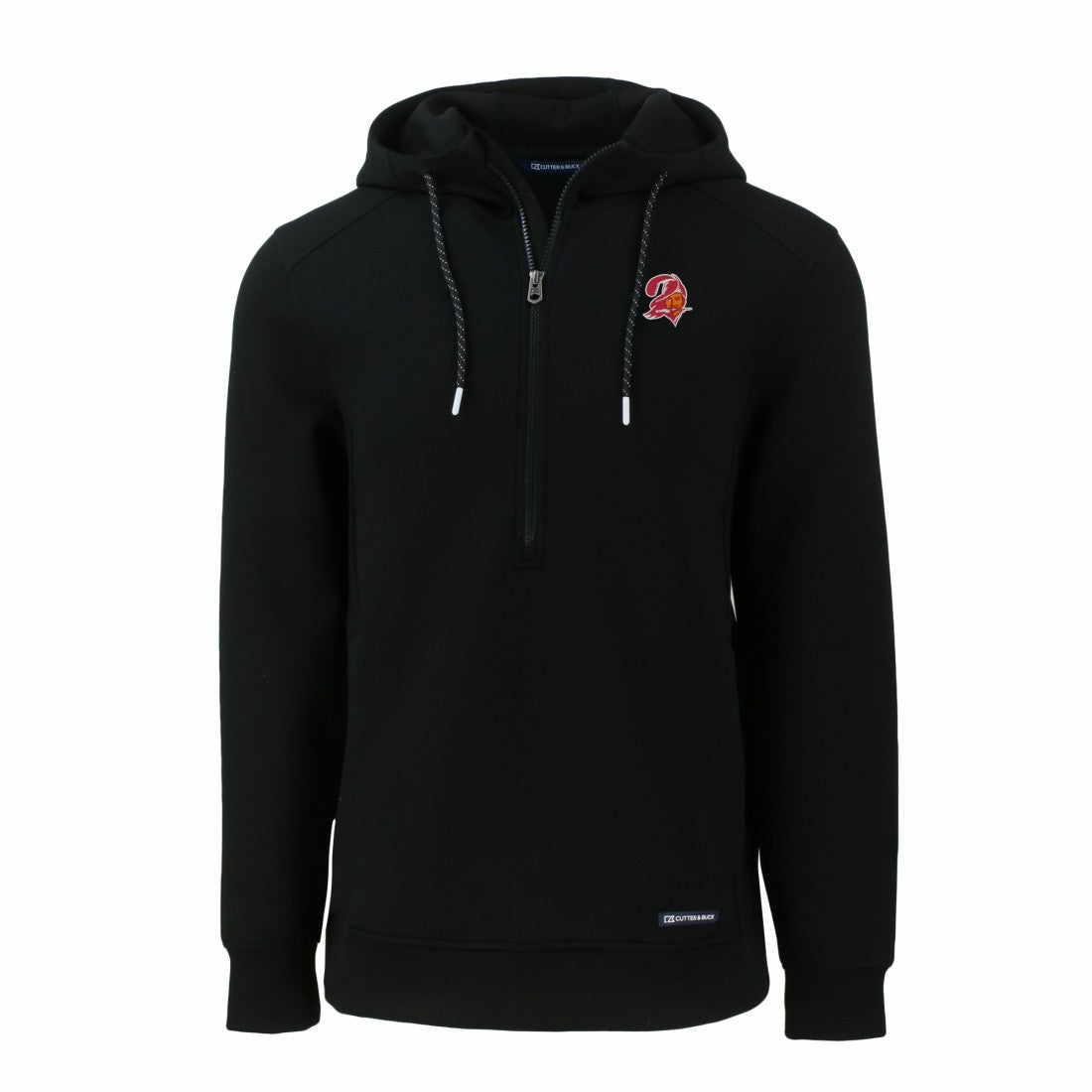 Tampa Bay Buccaneers Cutter & Buck Throwback Roam Eco Half-Zip Recycled Pullover Hoodie Black