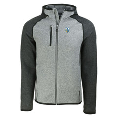 Los Angeles Chargers Cutter & Buck Throwback Mainsail Sweater-Knit Full-Zip Hoodie Heather Gray/Heather Charcoal