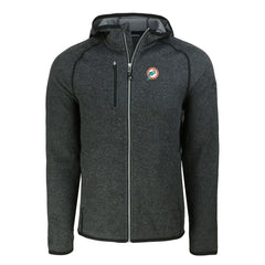 Miami Dolphins Cutter & Buck Throwback Mainsail Sweater-Knit Full-Zip Hoodie Heather Charcoal