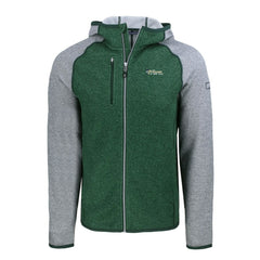 New York Jets Cutter & Buck Throwback Mainsail Sweater-Knit Full-Zip Hoodie Heather Green/Heather Gray