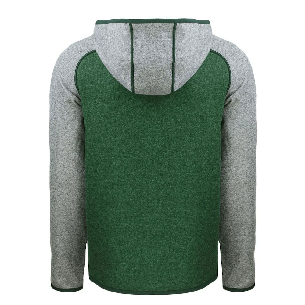 New York Jets Cutter & Buck Throwback Mainsail Sweater-Knit Full-Zip Hoodie Heather Green/Heather Gray