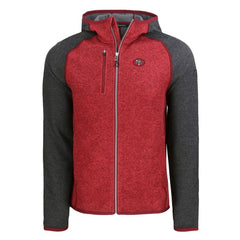 San Francisco 49ers Cutter & Buck Throwback Mainsail Sweater-Knit Full-Zip Hoodie Scarlet/Heather Charcoal