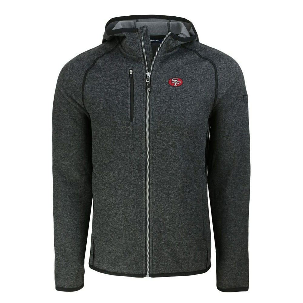 San Francisco 49ers Cutter & Buck Throwback Mainsail Sweater-Knit Full-Zip Hoodie Heather Charcoal