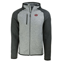 San Francisco 49ers Cutter & Buck Throwback Mainsail Sweater-Knit Full-Zip Hoodie Heather Gray/Heather Charcoal