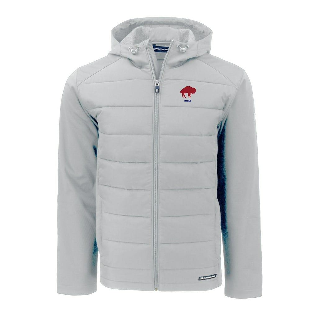 Buffalo Bills Cutter & Buck Throwback Evoke Hybrid Eco Softshell Recycled Full-Zip Hoodie Jacket Gray