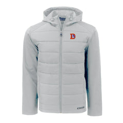 Denver Broncos Cutter & Buck Throwback Evoke Hybrid Eco Softshell Recycled Full-Zip Hoodie Jacket Gray