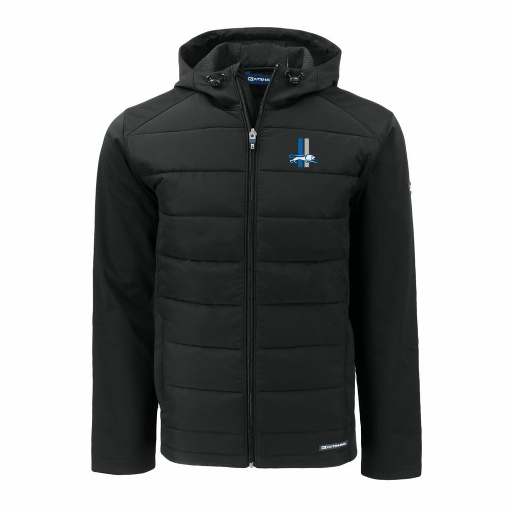 Detroit Lions Cutter & Buck Throwback Evoke Hybrid Eco Softshell Recycled Full-Zip Hoodie Jacket Black