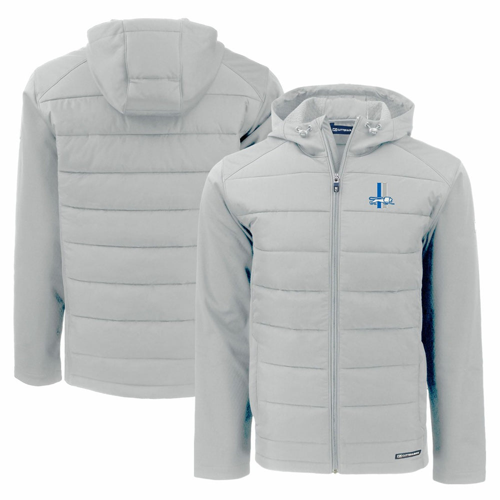 Detroit Lions Cutter & Buck Throwback Evoke Hybrid Eco Softshell Recycled Full-Zip Hoodie Jacket Gray