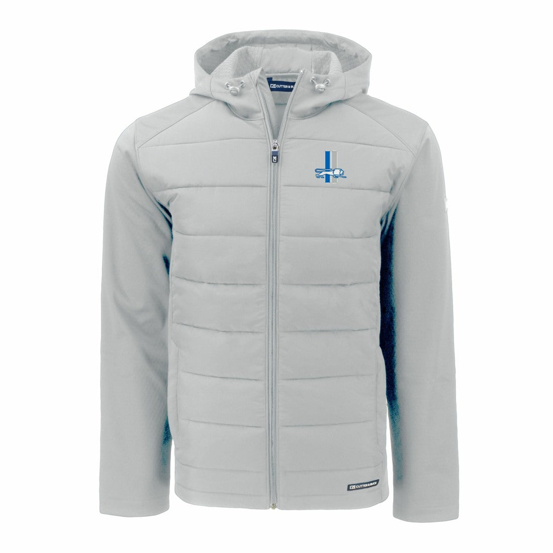 Detroit Lions Cutter & Buck Throwback Evoke Hybrid Eco Softshell Recycled Full-Zip Hoodie Jacket Gray