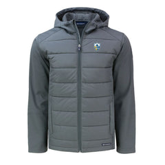 Los Angeles Chargers Cutter & Buck Throwback Evoke Hybrid Eco Softshell Recycled Full-Zip Hoodie Jacket Gray