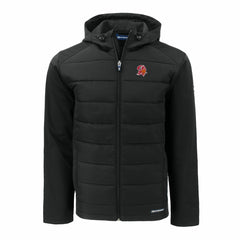 Tampa Bay Buccaneers Cutter & Buck Throwback Evoke Hybrid Eco Softshell Recycled Full-Zip Hoodie Jacket Black