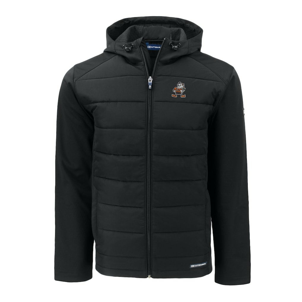 Cleveland Browns Cutter & Buck Throwback Big & Tall Evoke Hybrid Eco Softshell Recycled Full-Zip Jacket Black