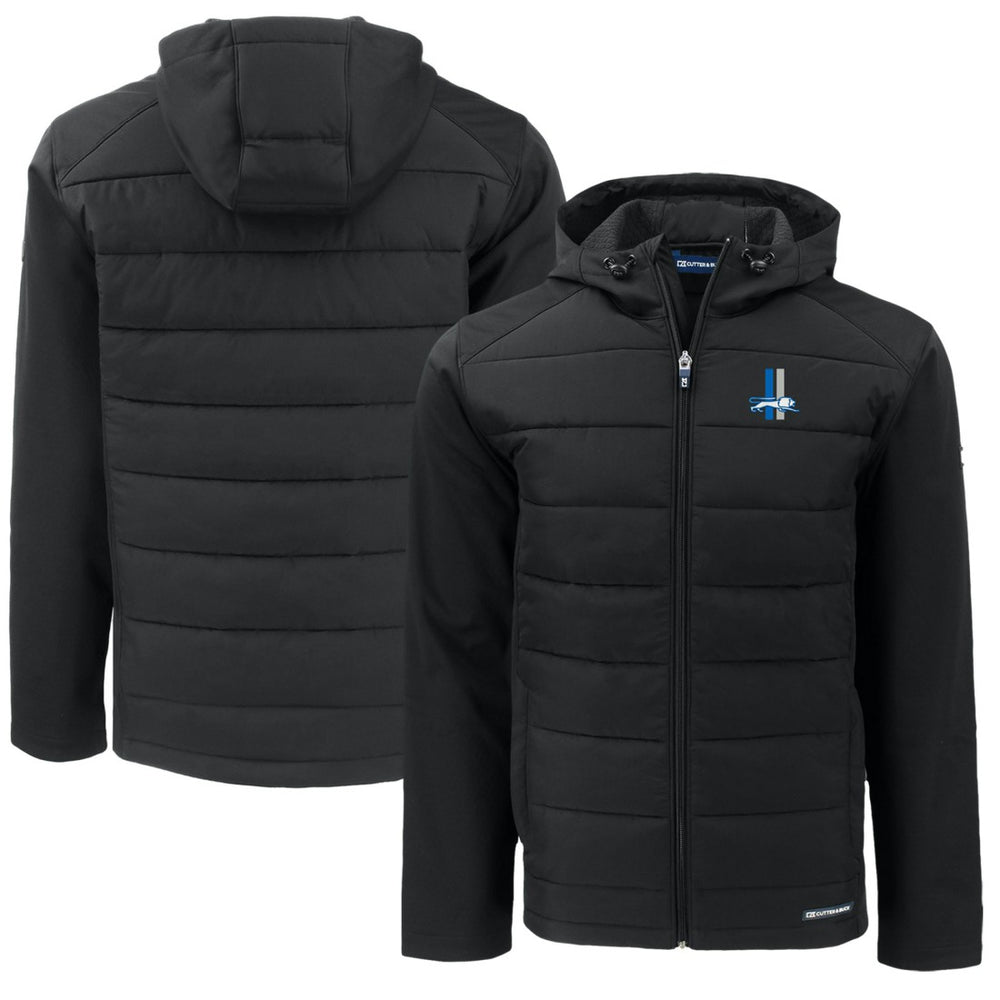 Detroit Lions Cutter & Buck Throwback Big & Tall Evoke Hybrid Eco Softshell Recycled Full-Zip Jacket Black