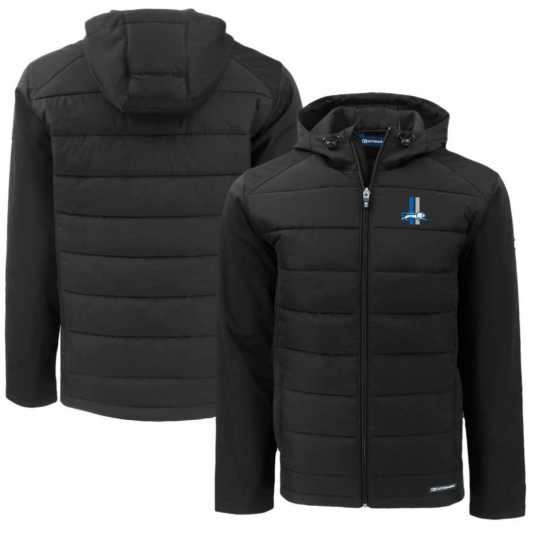 Detroit Lions Cutter & Buck Throwback Big & Tall Evoke Hybrid Eco Softshell Recycled Full-Zip Jacket Black